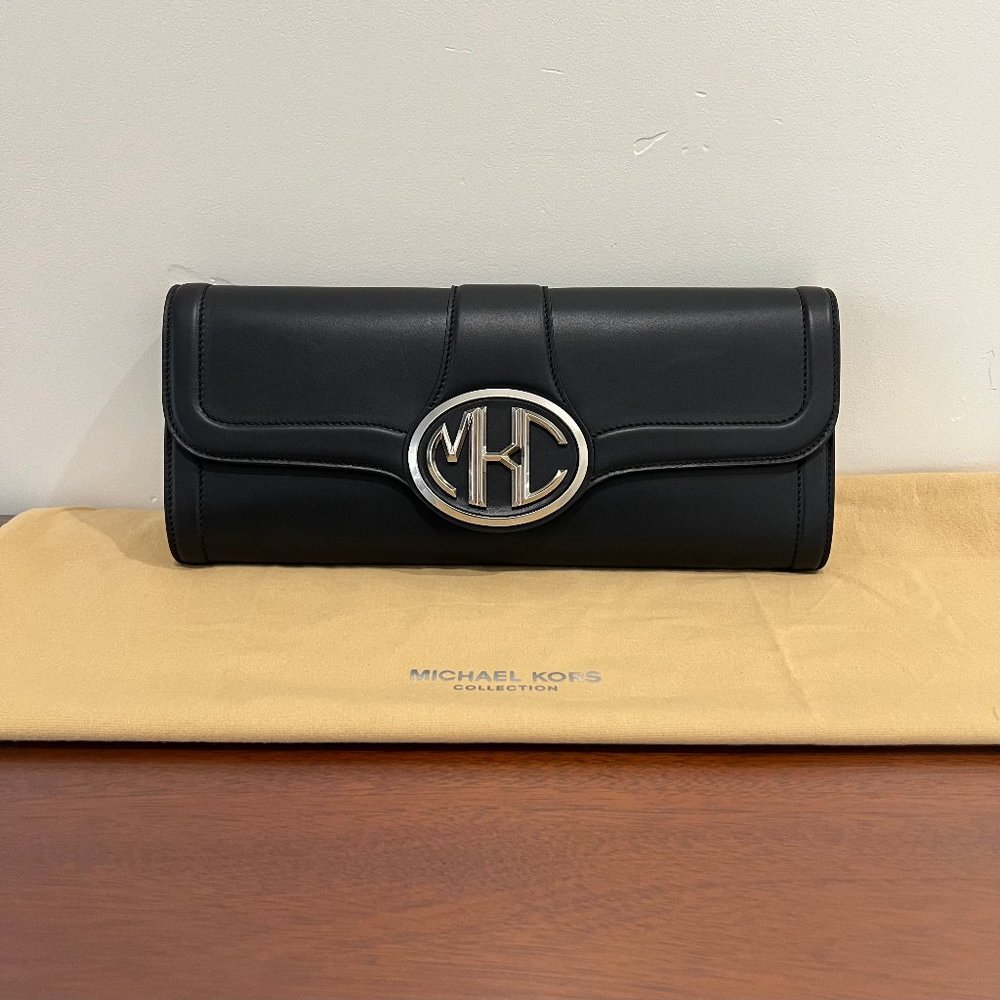 NWT Michael Kors Collection Monogramme Vachetta Leather Clutch